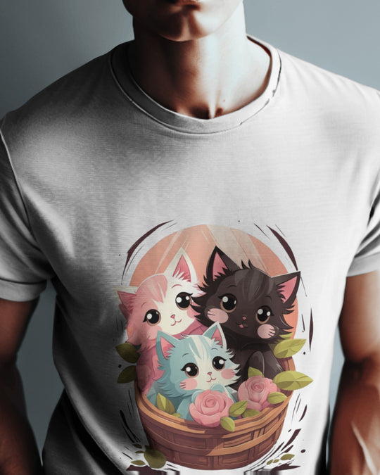 Cute Kittens in Basket Graphic T-Shirt – Adorable & Cozy Vibes