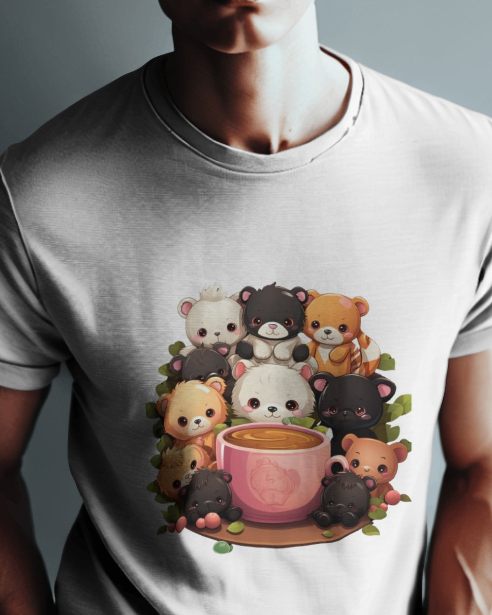 Cute Bear Cub Coffee Graphic T-Shirt – Cozy Kawaii Vibes