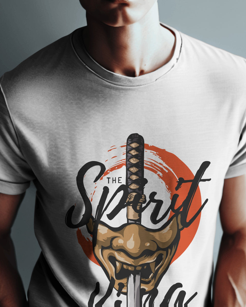 “Spirit King” Samurai Mask T-Shirt | Full Sleeve | 100% Cotton Bio-Wash | Dark Streetwear