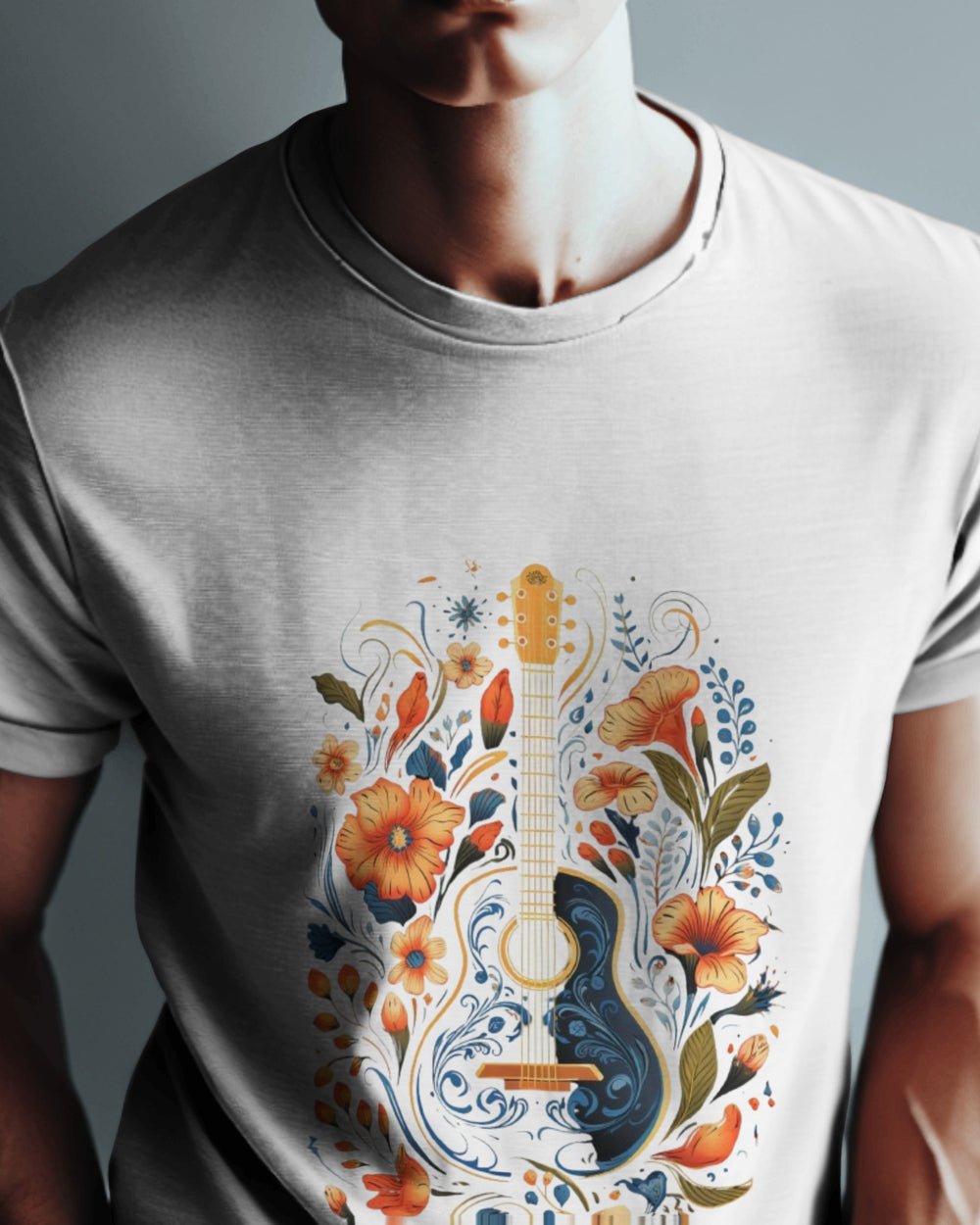 Boho Floral Guitar Graphic T-Shirt for Music Lovers