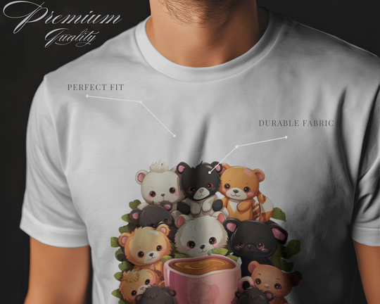 Cute Bear Cub Coffee Graphic T-Shirt – Cozy Kawaii Vibes