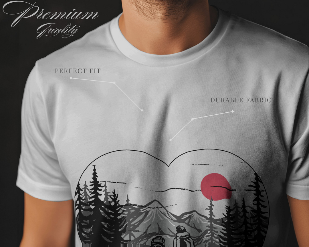 “WanderLove” Couple T-Shirt | 100% Cotton Bio-Wash | Minimal Travel Art Tee
