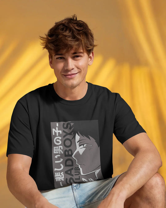Sad Boys Club – Monochrome Anime Mood T-Shirt