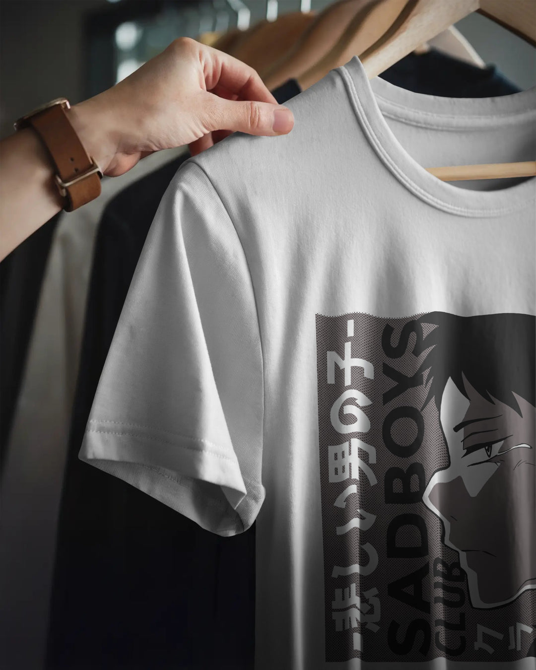 Sad Boys Club – Monochrome Anime Mood T-Shirt
